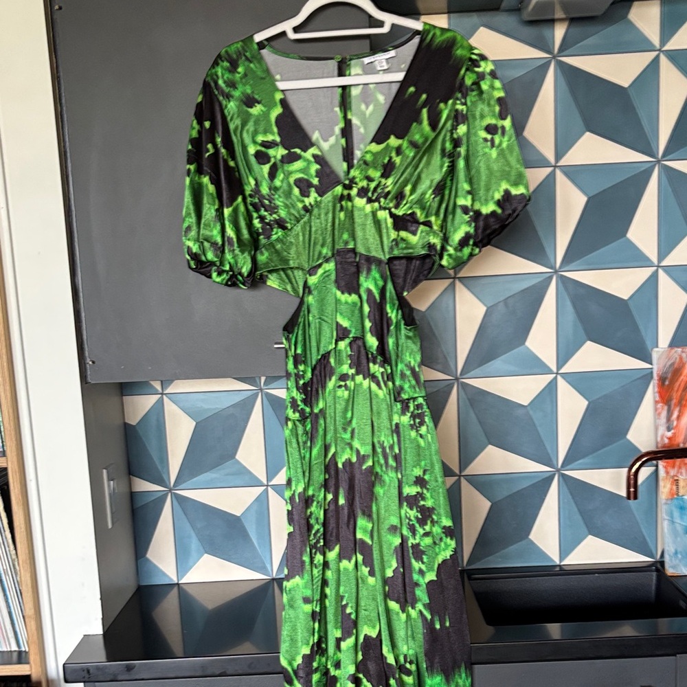 Topshop Vibrant Green and Black Maxi Dress